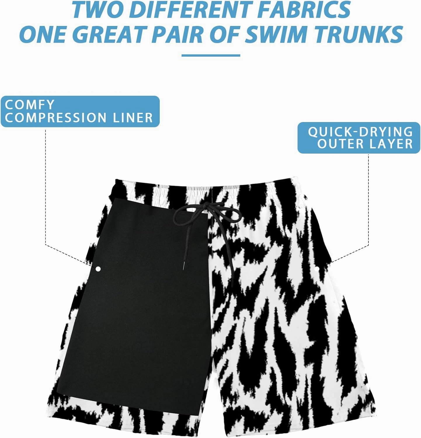 Buauty Mens Swim Trunks with Compression Liner 5 Inch Inseam Swim Shorts Quick Dry Mens Swimsuit Board Shorts with Pockets