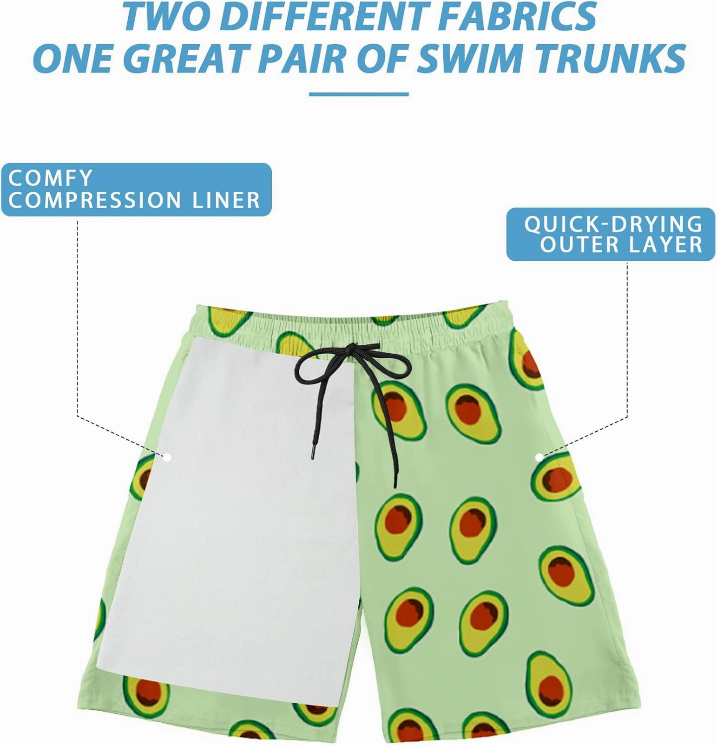 Buauty Mens Swim Trunks with Compression Liner 5 Inch Inseam Swim Shorts Quick Dry Mens Swimsuit Board Shorts with Pockets