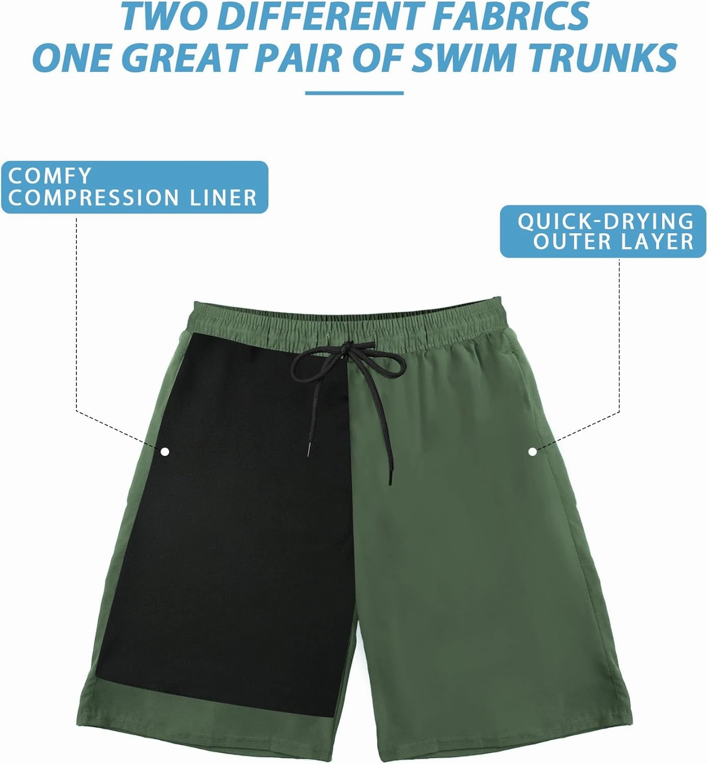 Buauty Mens Swim Trunks with Compression Liner 7 Inch Inseam Quick Dry Swim Shorts Mens Swimsuit Board Shorts with Pockets