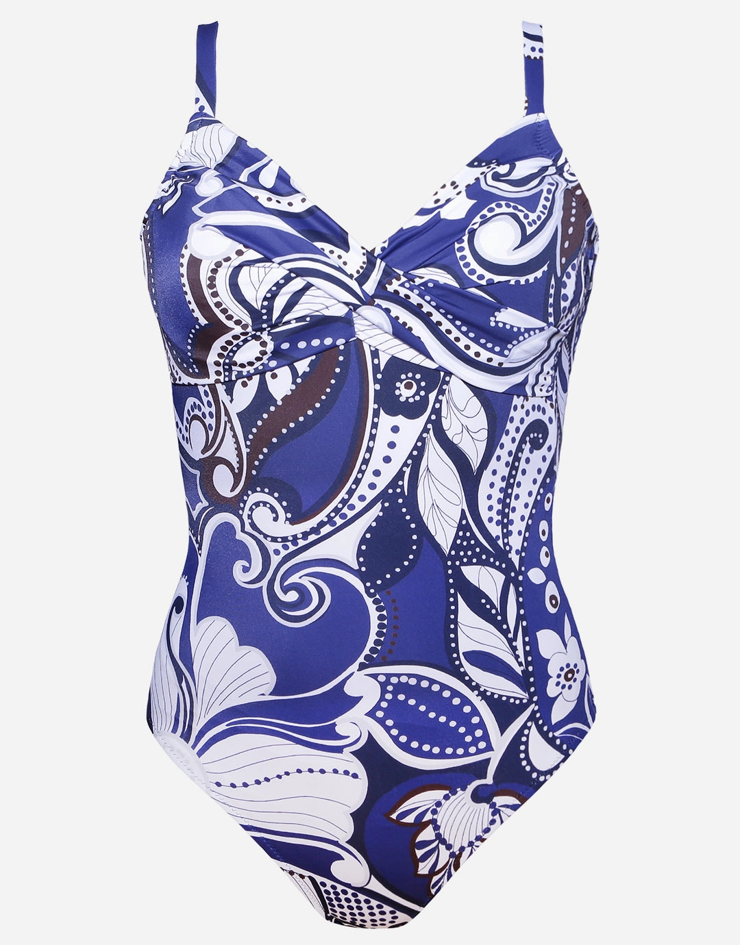 Cachemire Underwire Crossover Swimsuit - Blue and White