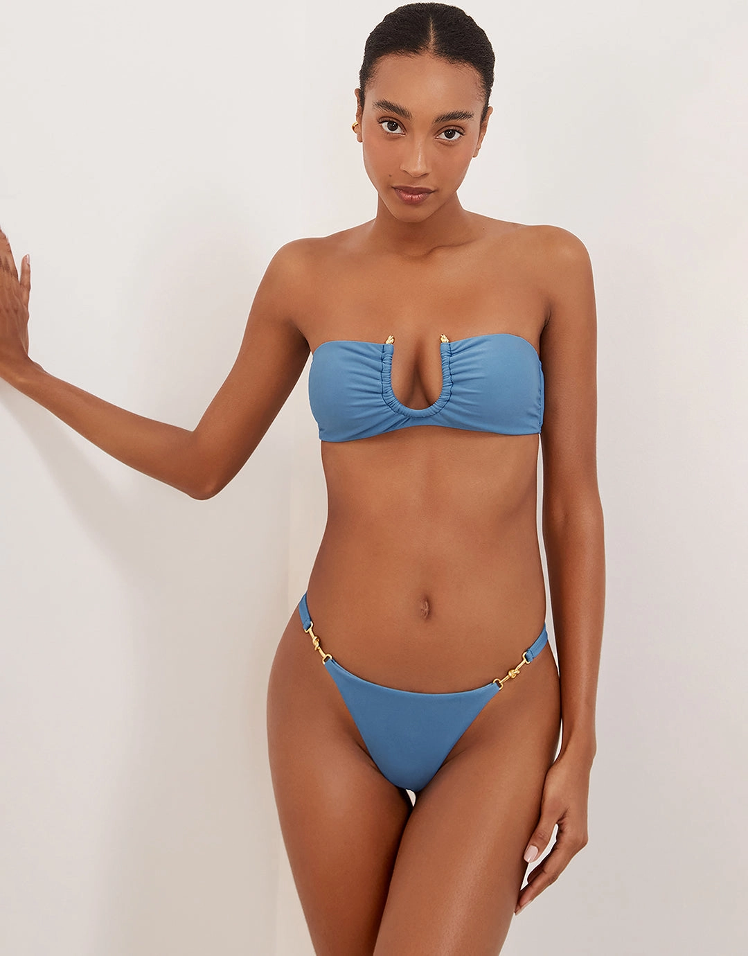 Cave Cora Bandeau Bikini Top - Blue
