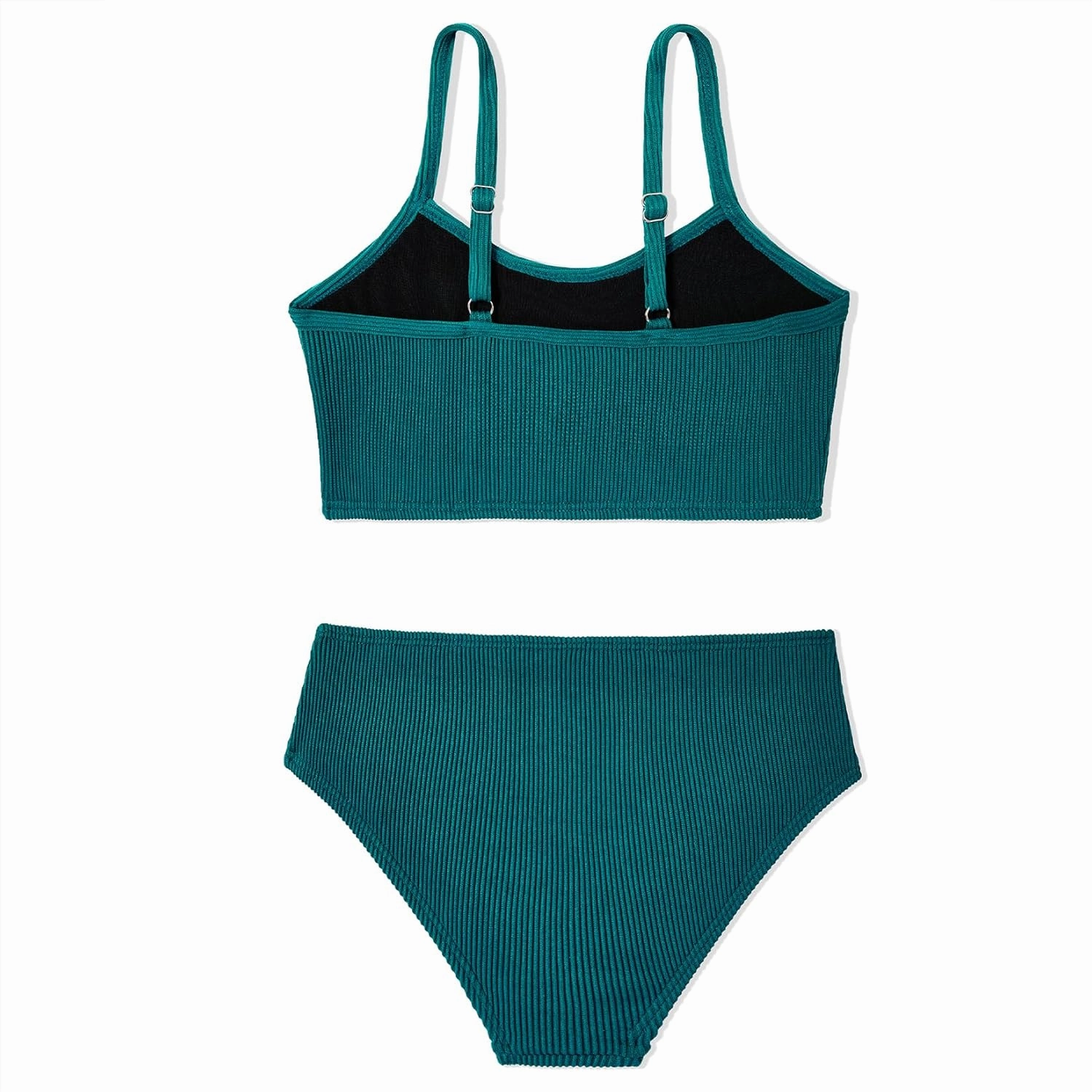 Century Star Girls Swimsuit 2-Piece Ribbed Bikini Set Adjustable Strap Bathing Suits for Teens Swimwear Solid