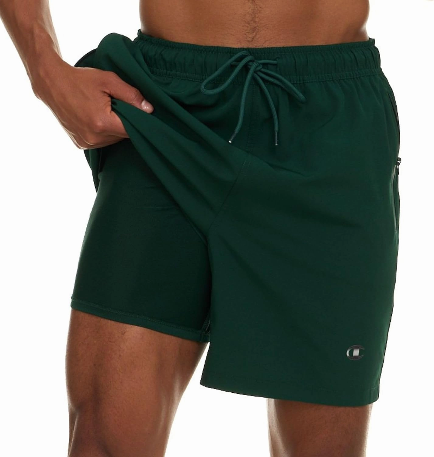 Champion Mens Swim Trunks with Compression Liner, 2 in 1 Mens Bathing Suit Shorts, 7 Inch Inseam Board Shorts for Swimming