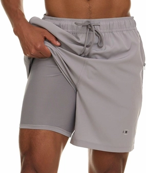 Champion Mens Swim Trunks with Compression Liner, 2 in 1 Mens Bathing Suit Shorts, 7 Inch Inseam Board Shorts for Swimming