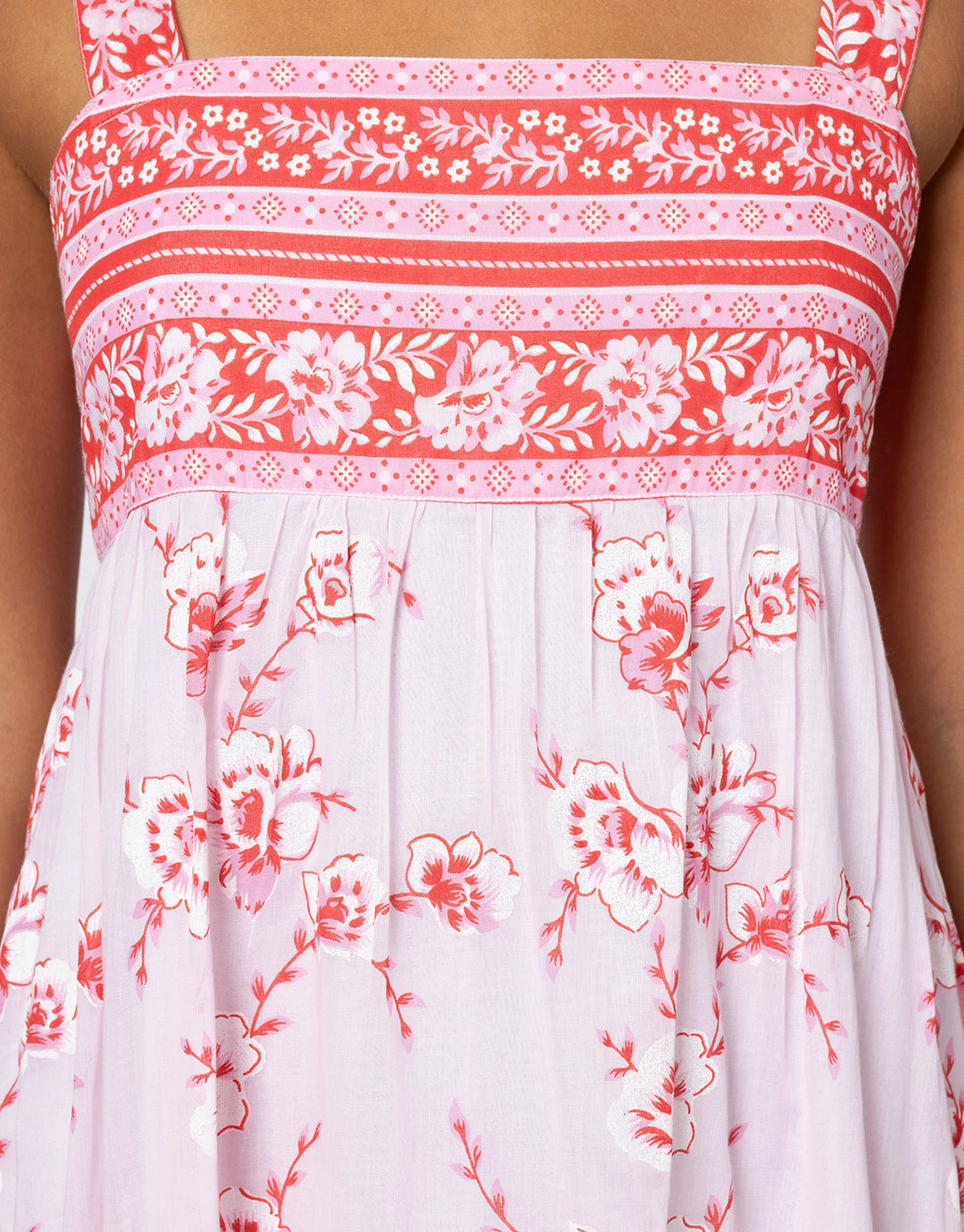 Cherry Blossom Tie Back Dress - Rose and Red