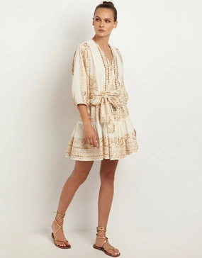 Classic Triangle Mini Dress - Natural and Gold