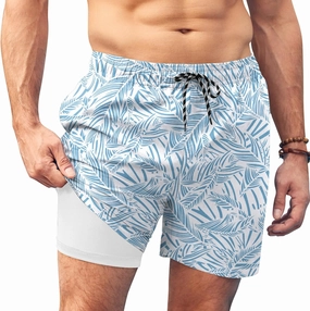COOFANDY Men Swim Trunk with Compression Liner 2 in 1 Swimwear Bathing Suit Quick Dry Board Short