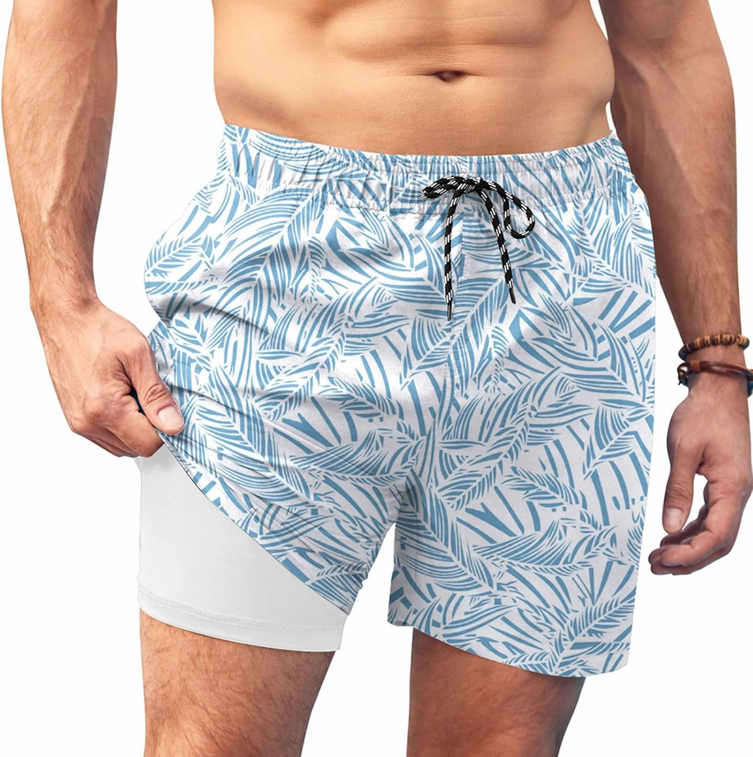 COOFANDY Men Swim Trunk with Compression Liner 2 in 1 Swimwear Bathing Suit Quick Dry Board Short