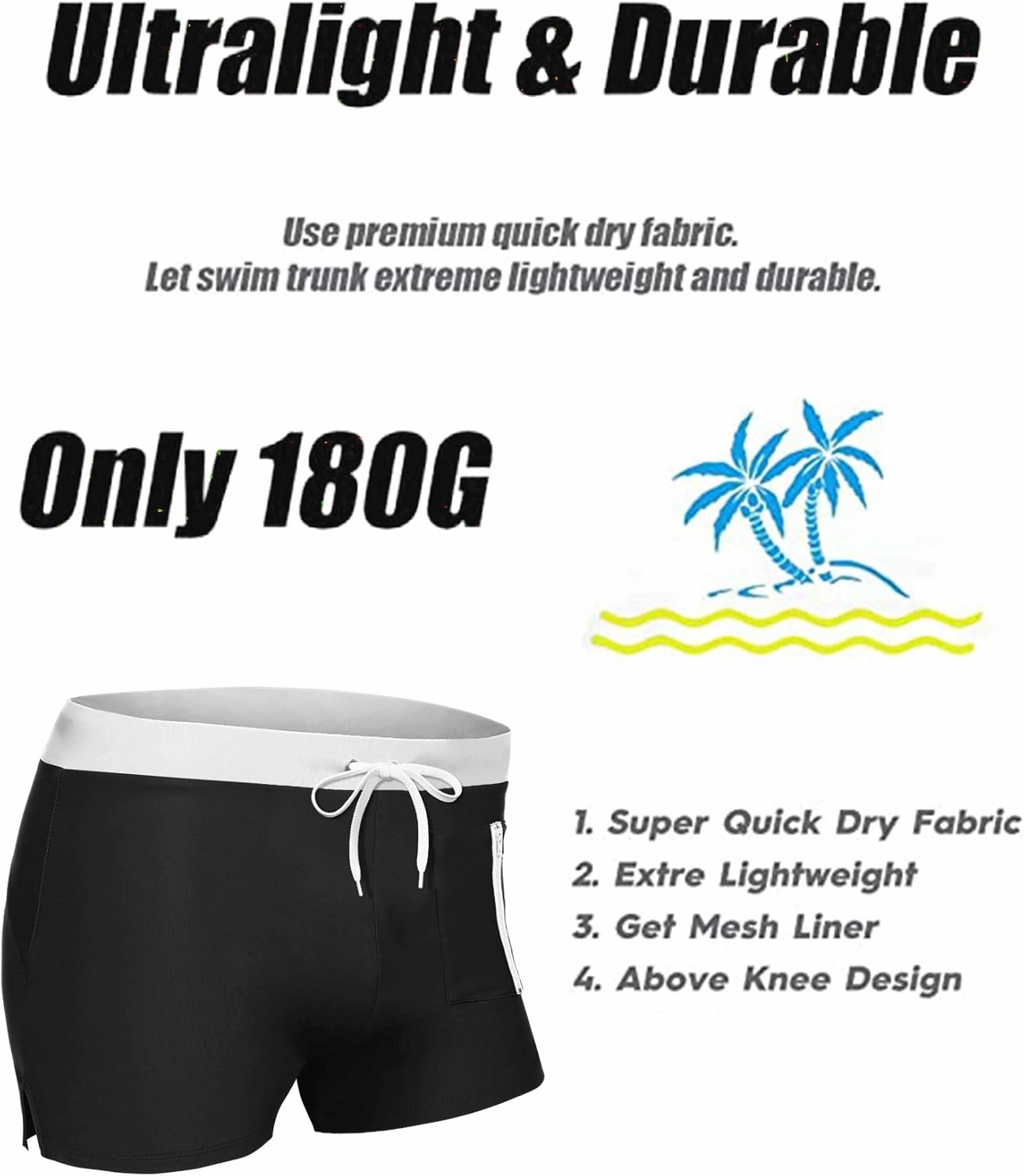 COOFANDY Mens Swim Trunks Swimwear Bathing Suit Swim Brief Square Leg Board Short S-3XL
