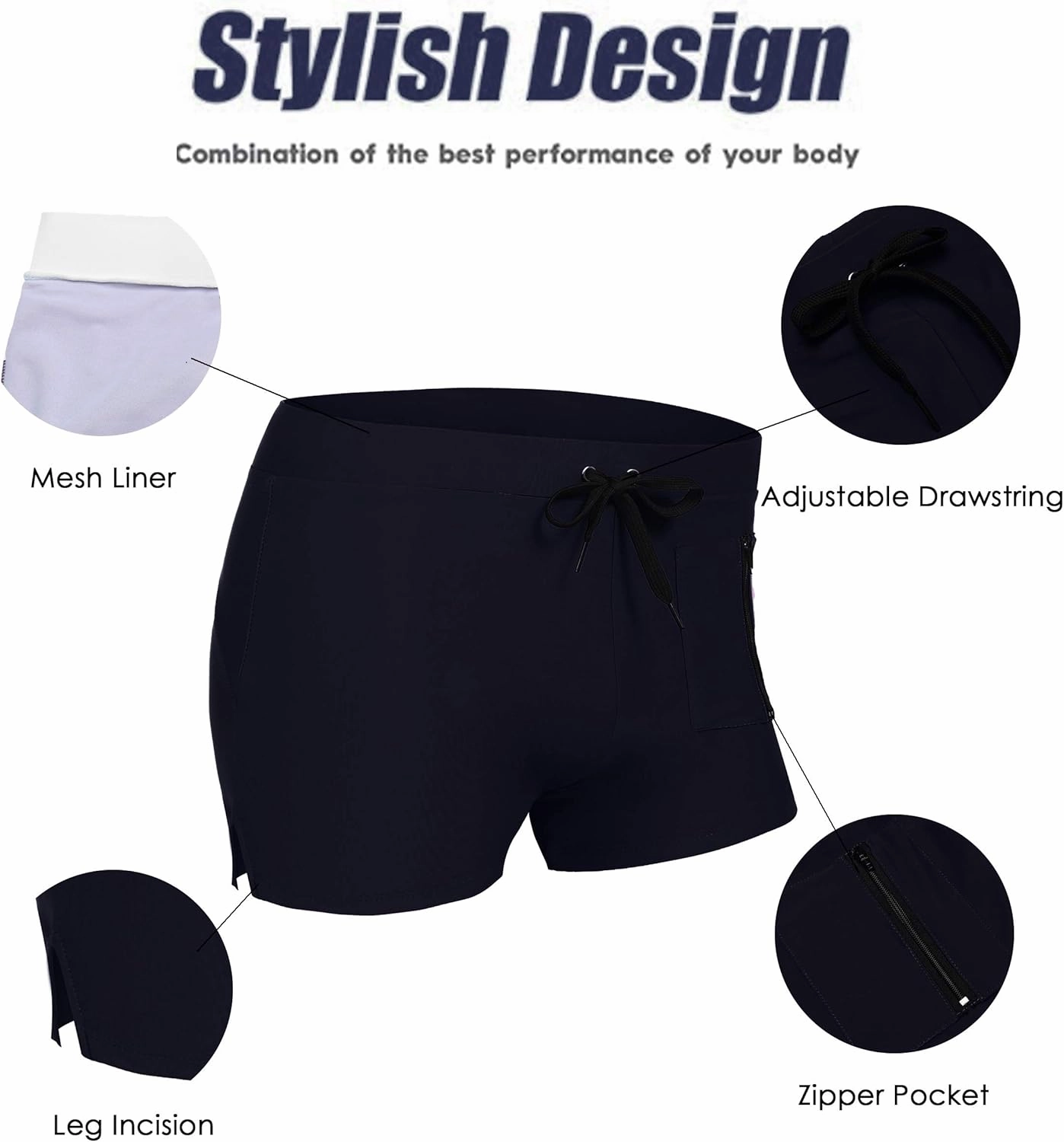 COOFANDY Mens Swim Trunks Swimwear Bathing Suit Swim Brief Square Leg Board Short S-3XL