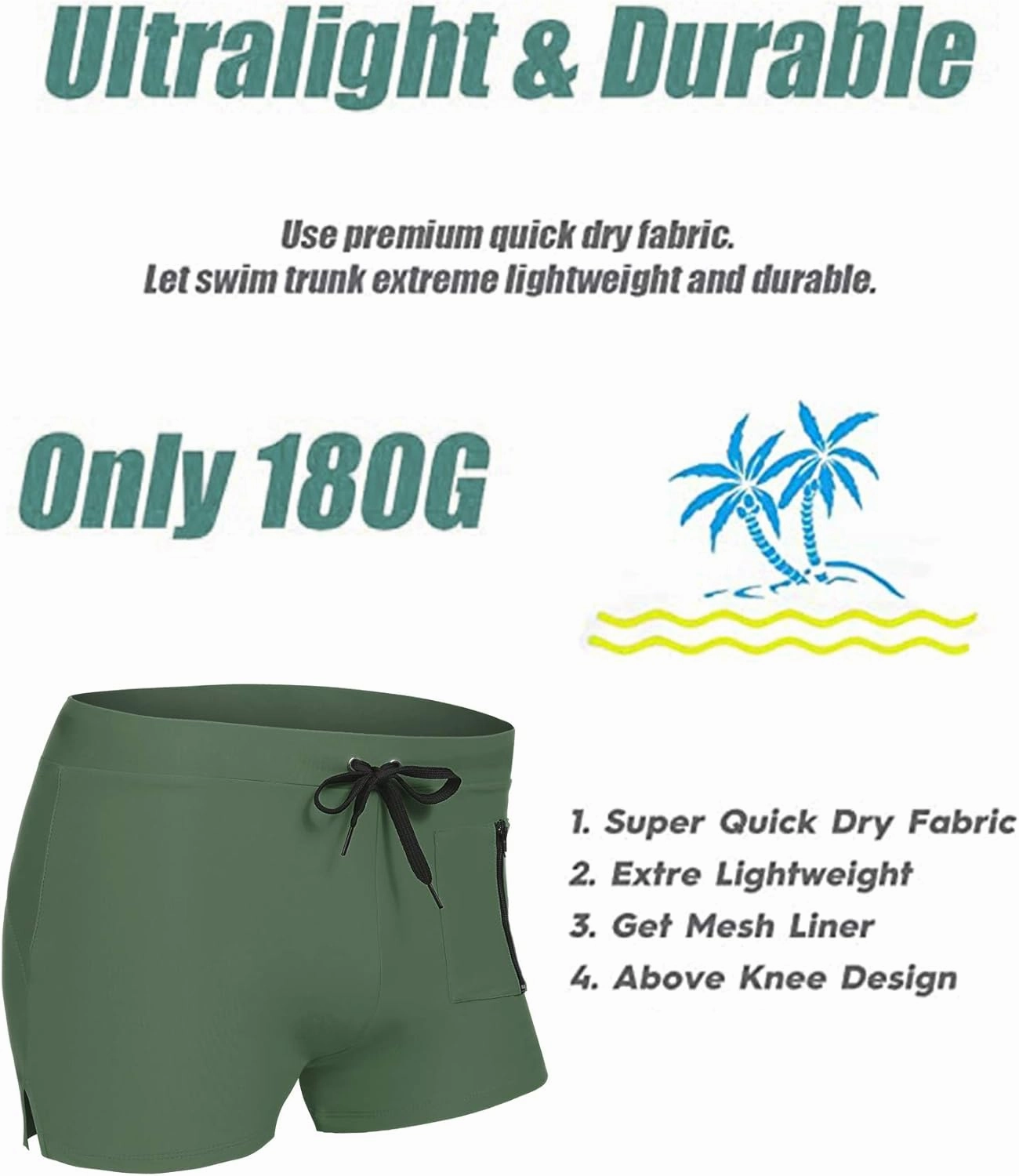 COOFANDY Mens Swim Trunks Swimwear Bathing Suit Swim Brief Square Leg Board Short S-3XL