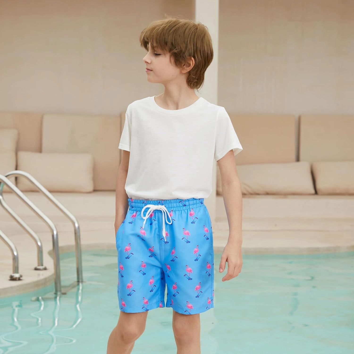 Cozople 7-20T Boys Swim Trunks with Compression Liner Big Boys Quick Dry Bathing Suit Stretch 2 in 1 Beach Swimming Shorts