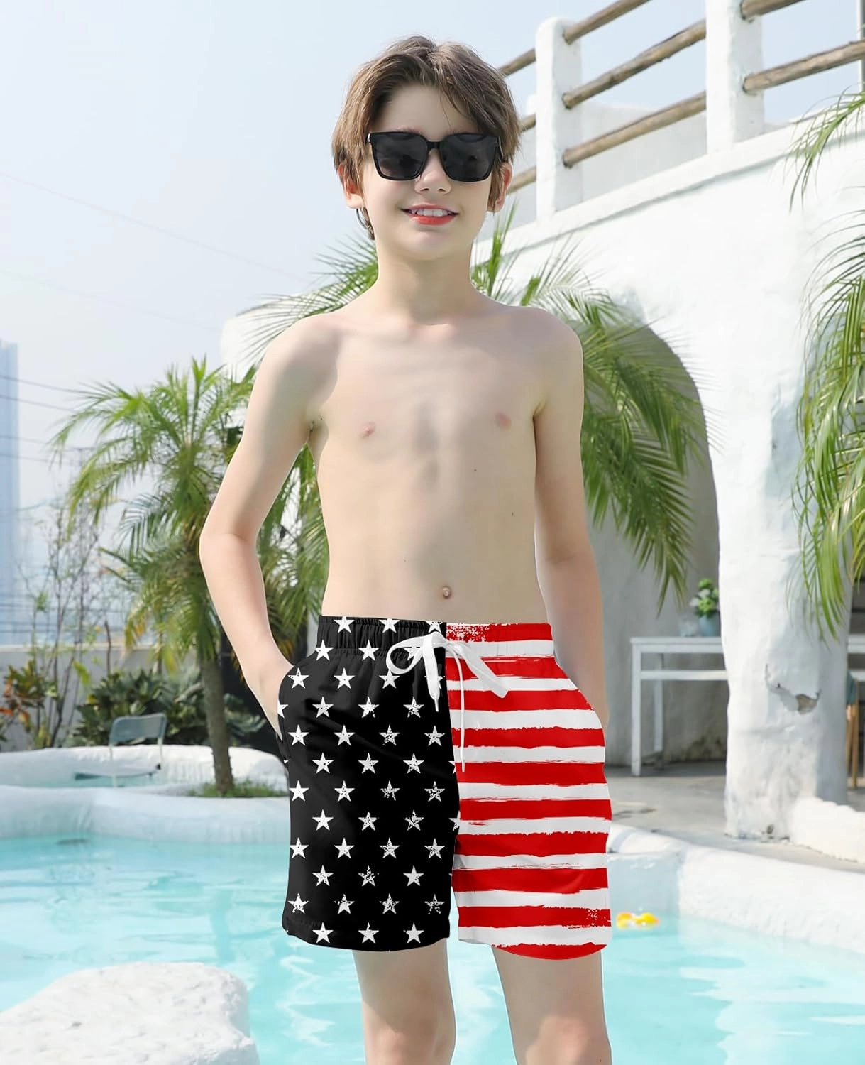 Cozople 7-20T Boys Swim Trunks with Compression Liner Big Boys Quick Dry Bathing Suit Stretch 2 in 1 Beach Swimming Shorts