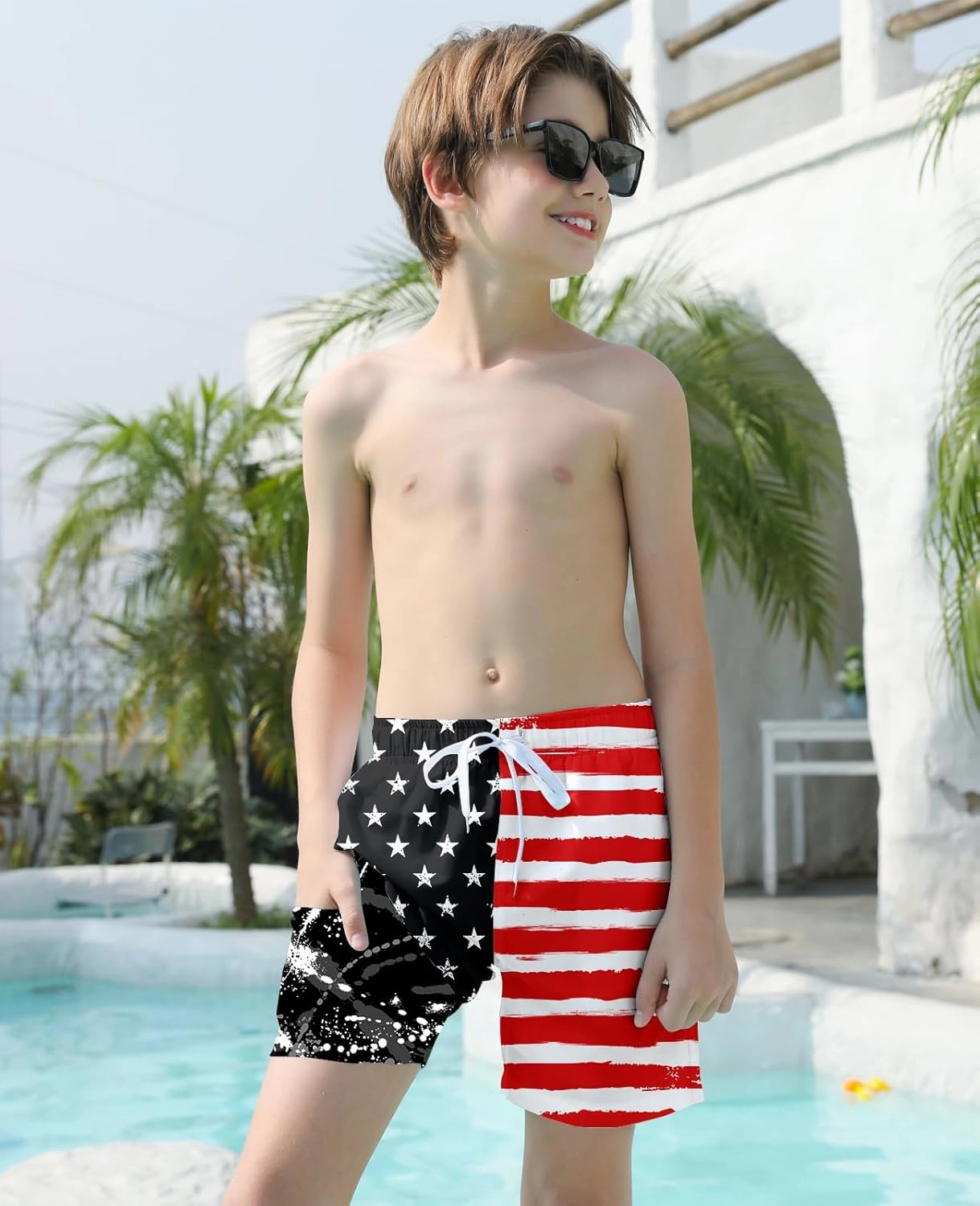 Cozople 7-20T Boys Swim Trunks with Compression Liner Big Boys Quick Dry Bathing Suit Stretch 2 in 1 Beach Swimming Shorts