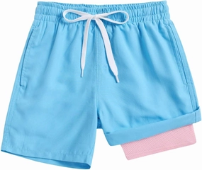 Cozople 7-20T Boys Swim Trunks with Compression Liner Solid Color Bathing Suit Quick Dry Swim Shorts Swimwear