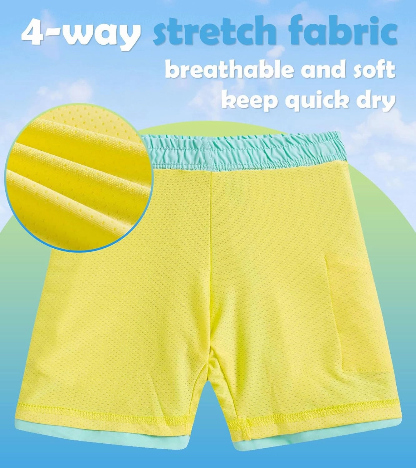 Cozople 7-20T Boys Swim Trunks with Compression Liner Solid Color Bathing Suit Quick Dry Swim Shorts Swimwear