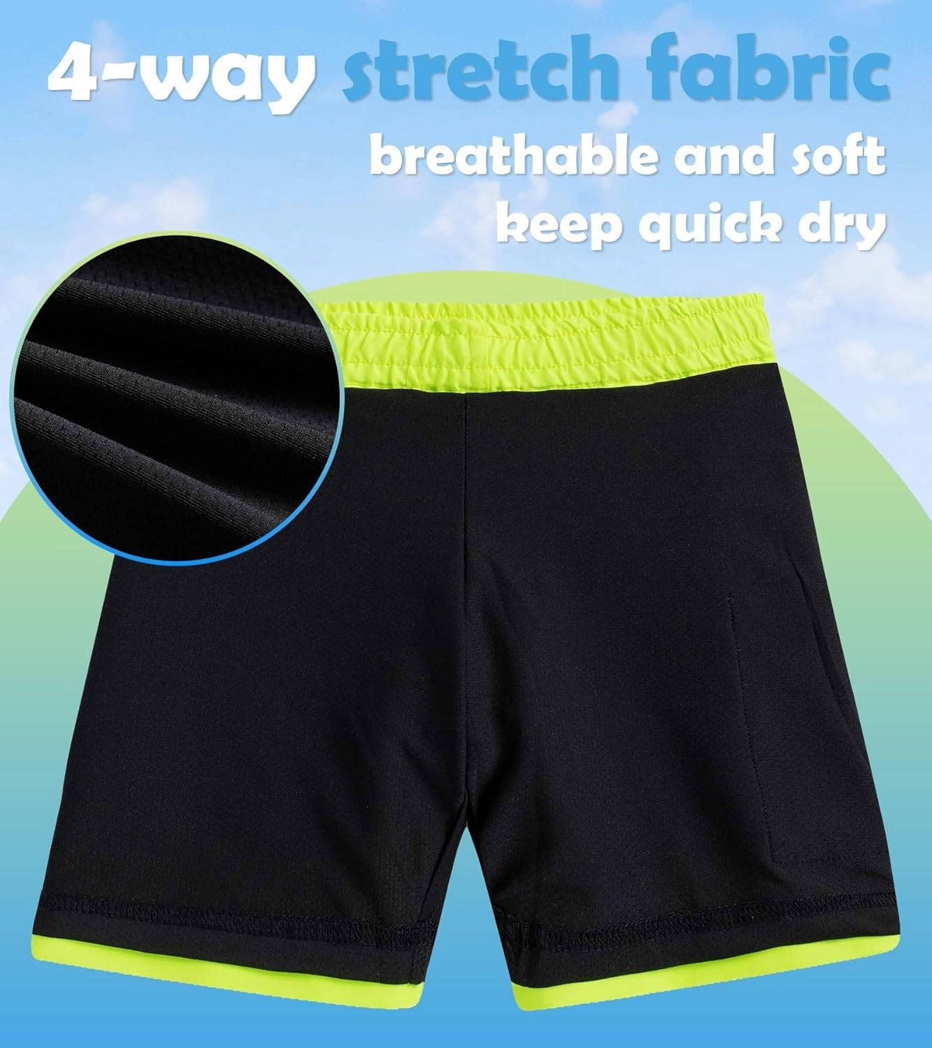 Cozople 7-20T Boys Swim Trunks with Compression Liner Solid Color Bathing Suit Quick Dry Swim Shorts Swimwear