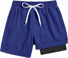 Cozople 7-20T Boys Swim Trunks with Compression Liner Solid Color Bathing Suit Quick Dry Swim Shorts Swimwear