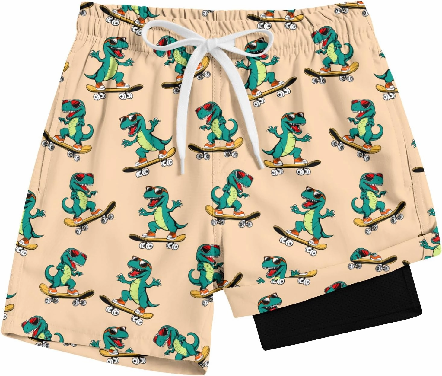 Cozople Boys Swim Trunks Compression Liner Swim Shorts Quick Dry Bathing Suit with Boxer Brief Swimwear 4-10T