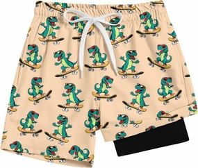 Cozople Boys Swim Trunks Compression Liner Swim Shorts Quick Dry Bathing Suit with Boxer Brief Swimwear 4-10T
