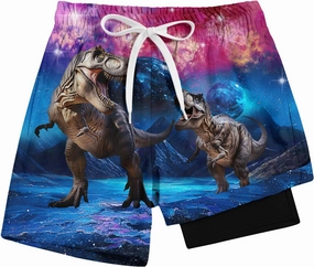 Cozople Boys Swim Trunks Compression Liner Swim Shorts Quick Dry Bathing Suit with Boxer Brief Swimwear 4-10T