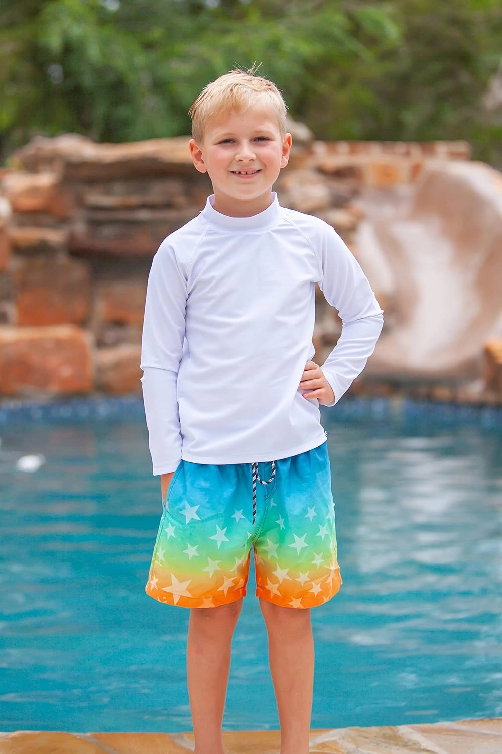 Cozople Boys Swim Trunks with Boxer Brief Liner Compression Swimwear Quick Dry Swim Shorts Bathing Suits 7-20 Years