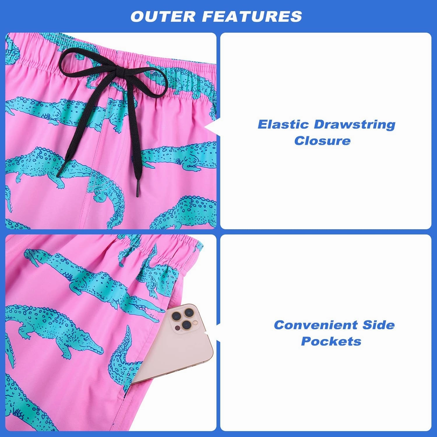 Cozople Men's Swim Trunks with Compression Liner 5.5" Inseam Quick Dry Bathing Suit Boxer Brief Lined Swim Shorts Swimwear