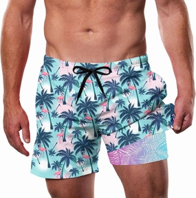 Cozople Men's Swim Trunks with Compression Liner 5.5" Inseam Quick Dry Bathing Suit Boxer Brief Lined Swim Shorts Swimwear
