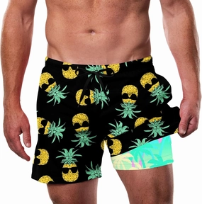 Cozople Men's Swim Trunks with Compression Liner 5.5" Inseam Quick Dry Bathing Suit Boxer Brief Lined Swim Shorts Swimwear