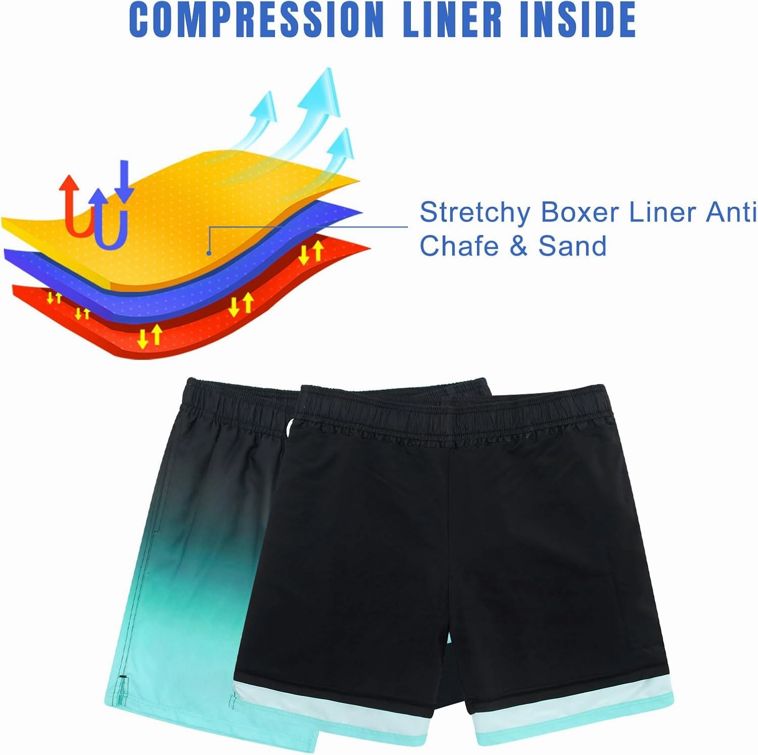 Cozople Mens Swim Trunks 7Inch with Compression Liner Quick Dry Swimsuit Swim Shorts Phone Pocket Swimwear