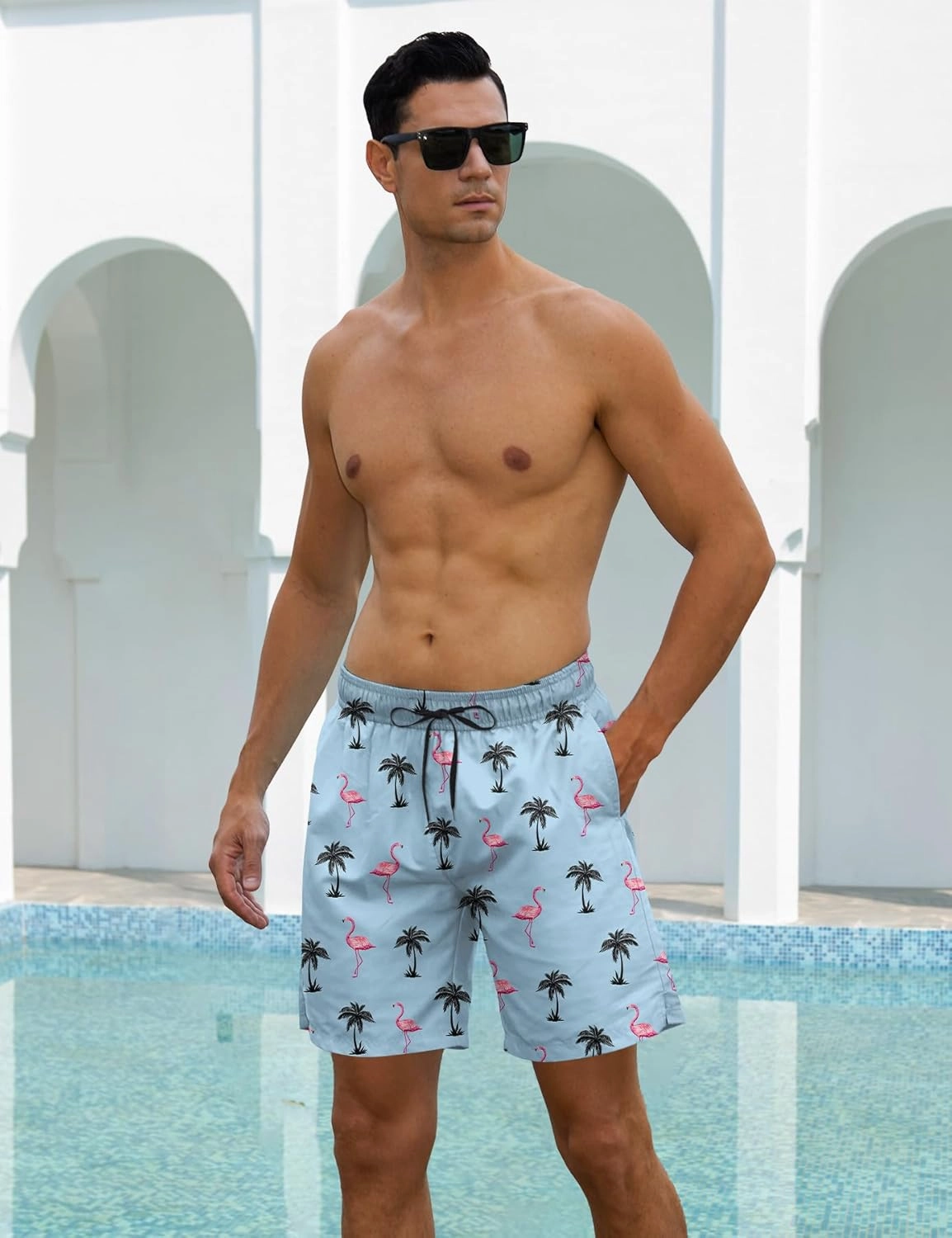 Cozople Mens Swim Trunks 7Inch with Compression Liner Quick Dry Swimsuit Swim Shorts Phone Pocket Swimwear