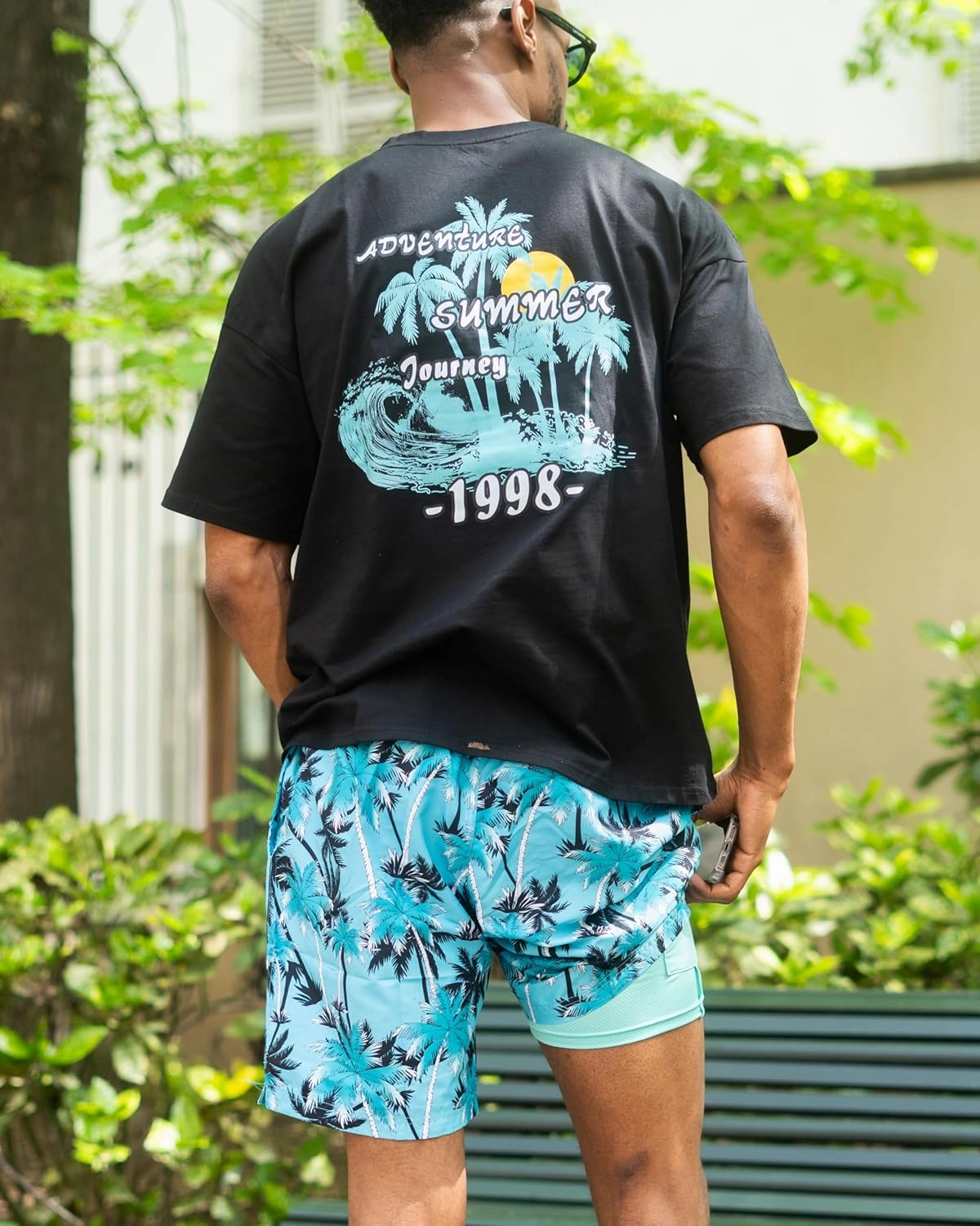 Cozople Mens Swim Trunks 7Inch with Compression Liner Quick Dry Swimsuit Swim Shorts Phone Pocket Swimwear