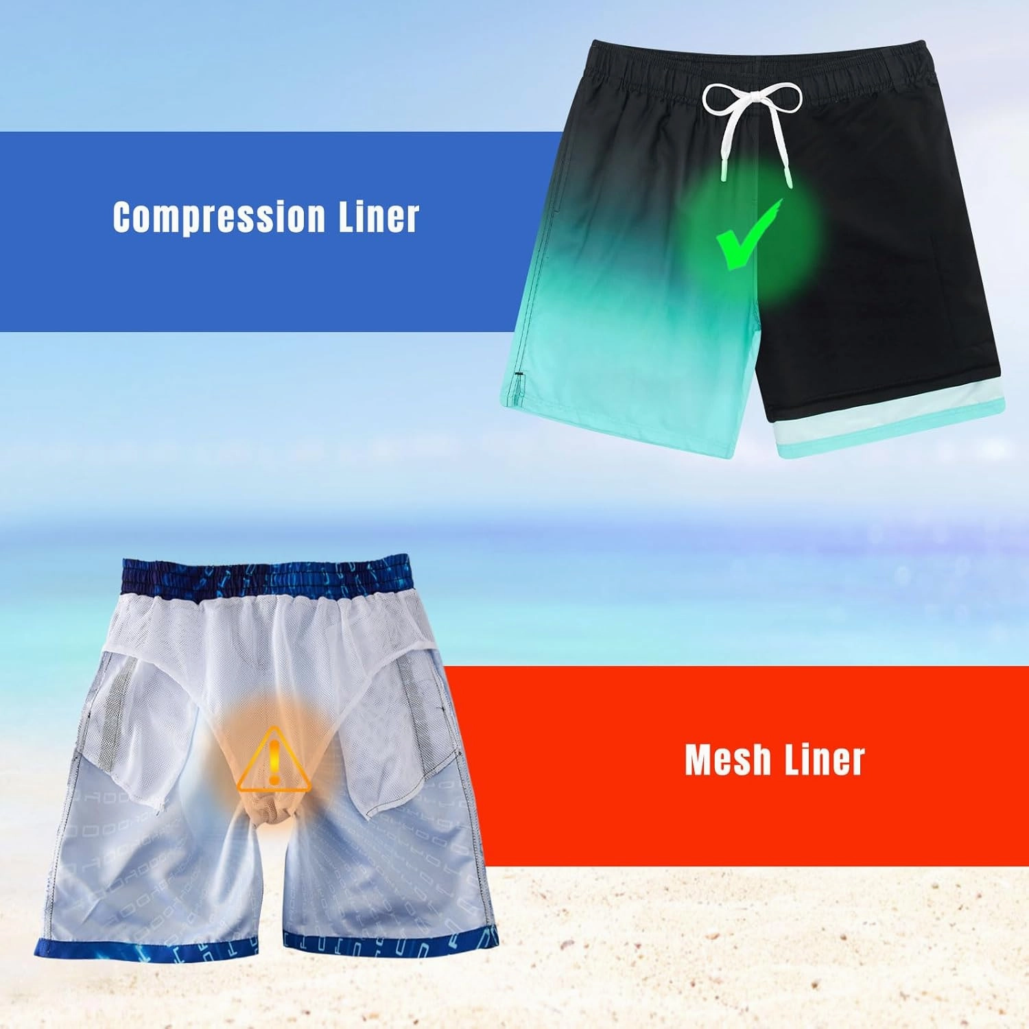 Cozople Mens Swim Trunks 7Inch with Compression Liner Quick Dry Swimsuit Swim Shorts Phone Pocket Swimwear