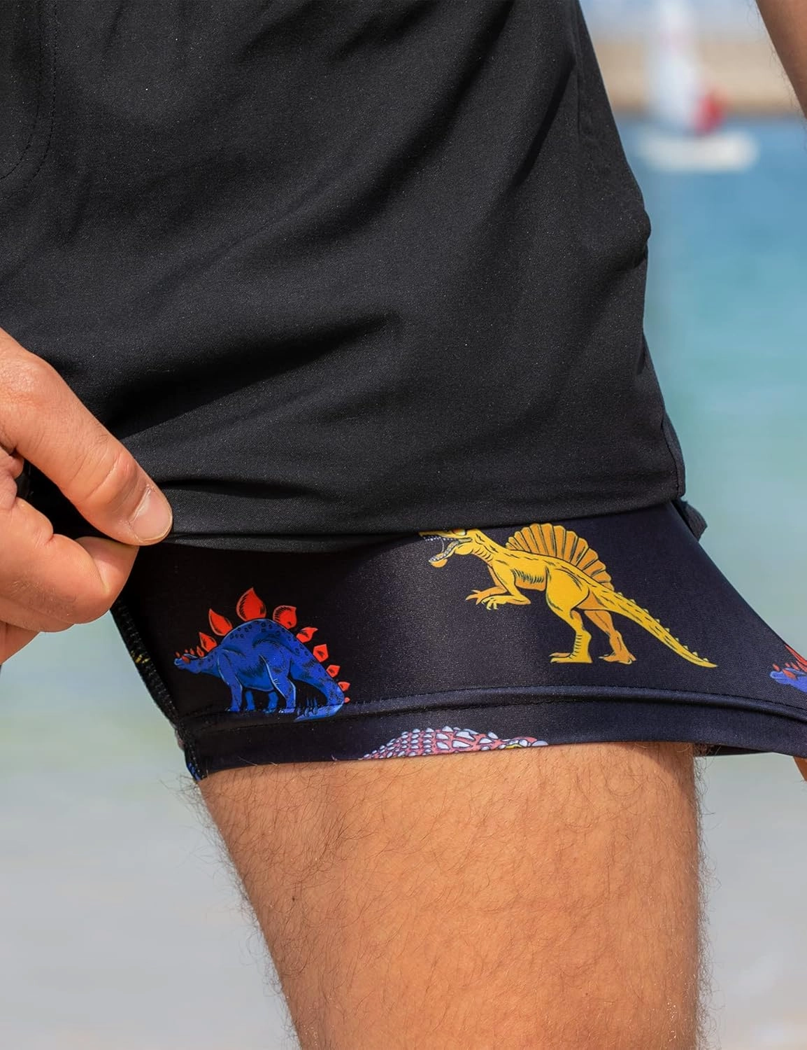 Cozople Mens Swim Trunks Quick Dry Bathing Suit with Compression Liner 5.5" Inseam Anti Chafe Beach Swim Shorts