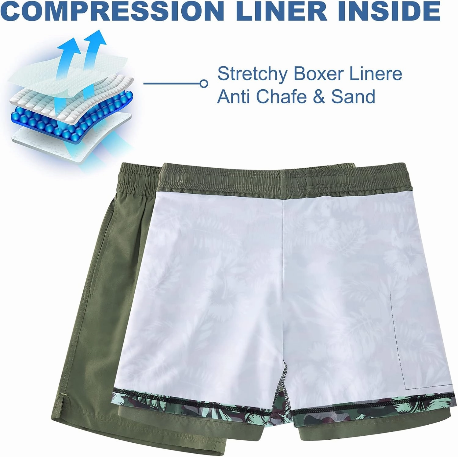 Cozople Mens Swim Trunks with Compression Liner 5.5" Inseam Quick Dry Bathing Suit Lightweight Swimming Shorts