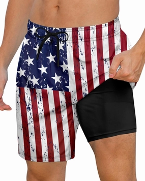 Cozople Mens Swimming Trunks with Compression Liner Swim Shorts 7 inch Quick Dry Bathing Suit Anti Chafe Boardshorts