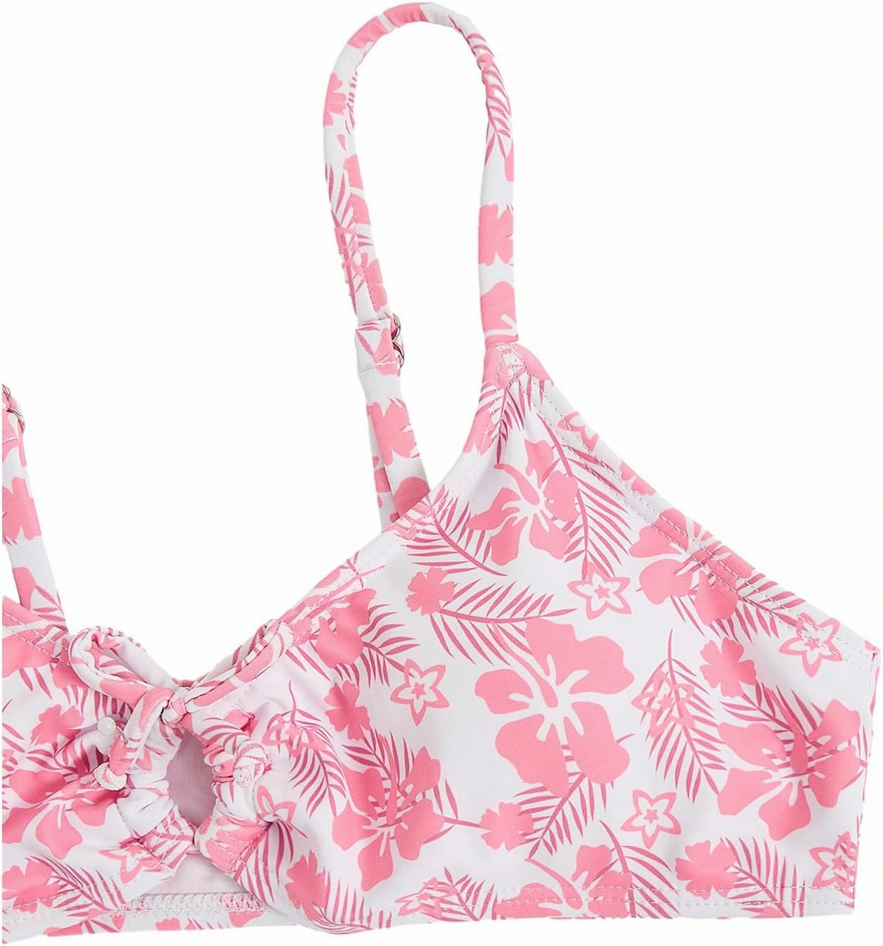 COZYEASE Girls' 2 Piece Ditsy Floral Print Knot Front Ruched Triangle Bikini Swimsuit