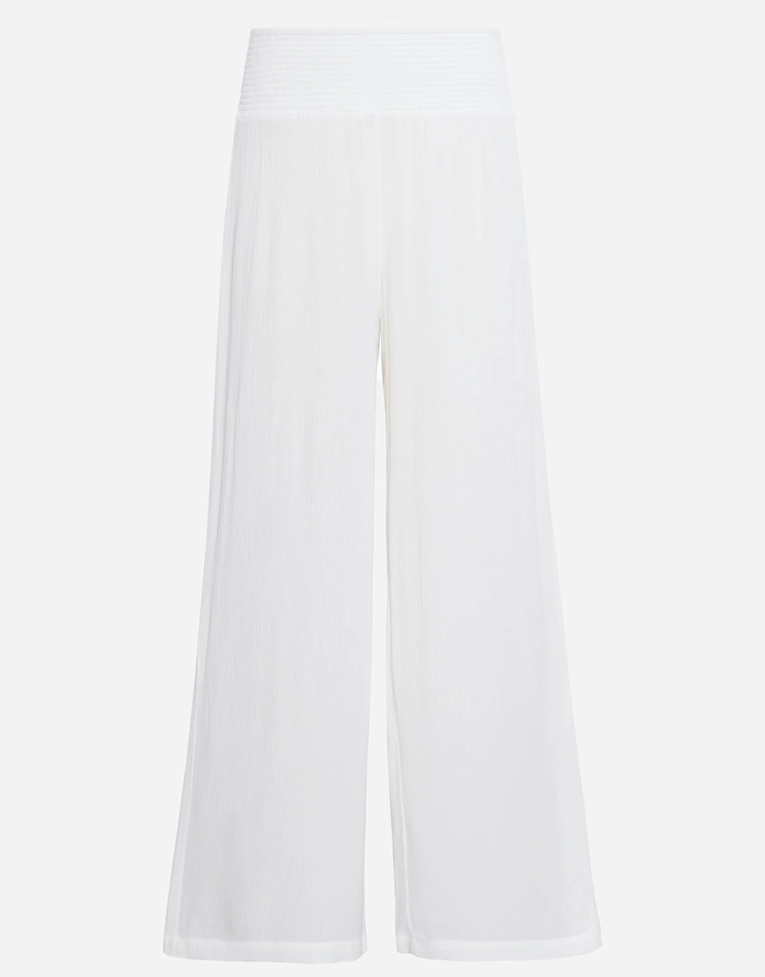 Crinkle Smocked Waist Beach Pant - White