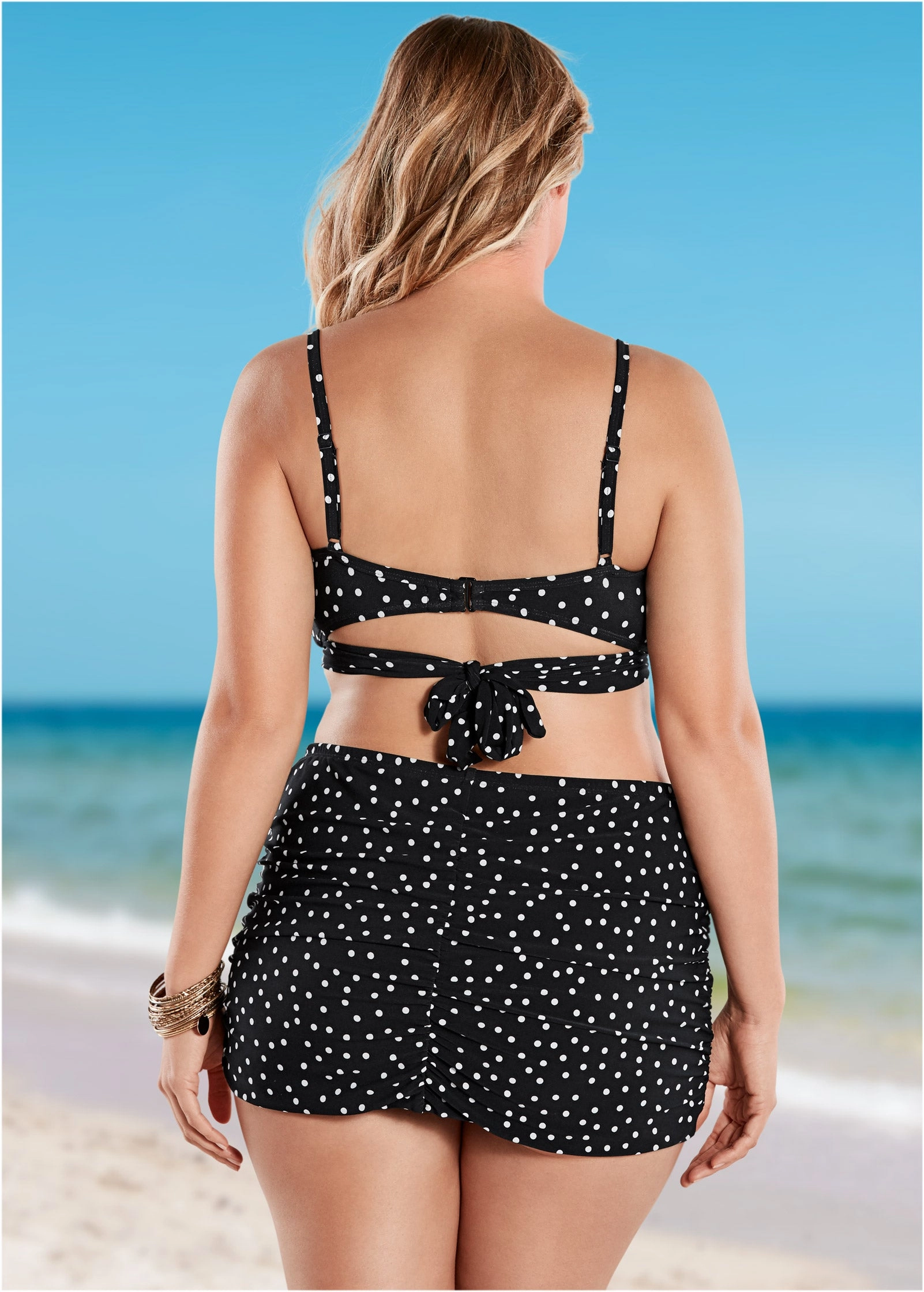 Criss Cross Wrap Top - Black Vintage Dot