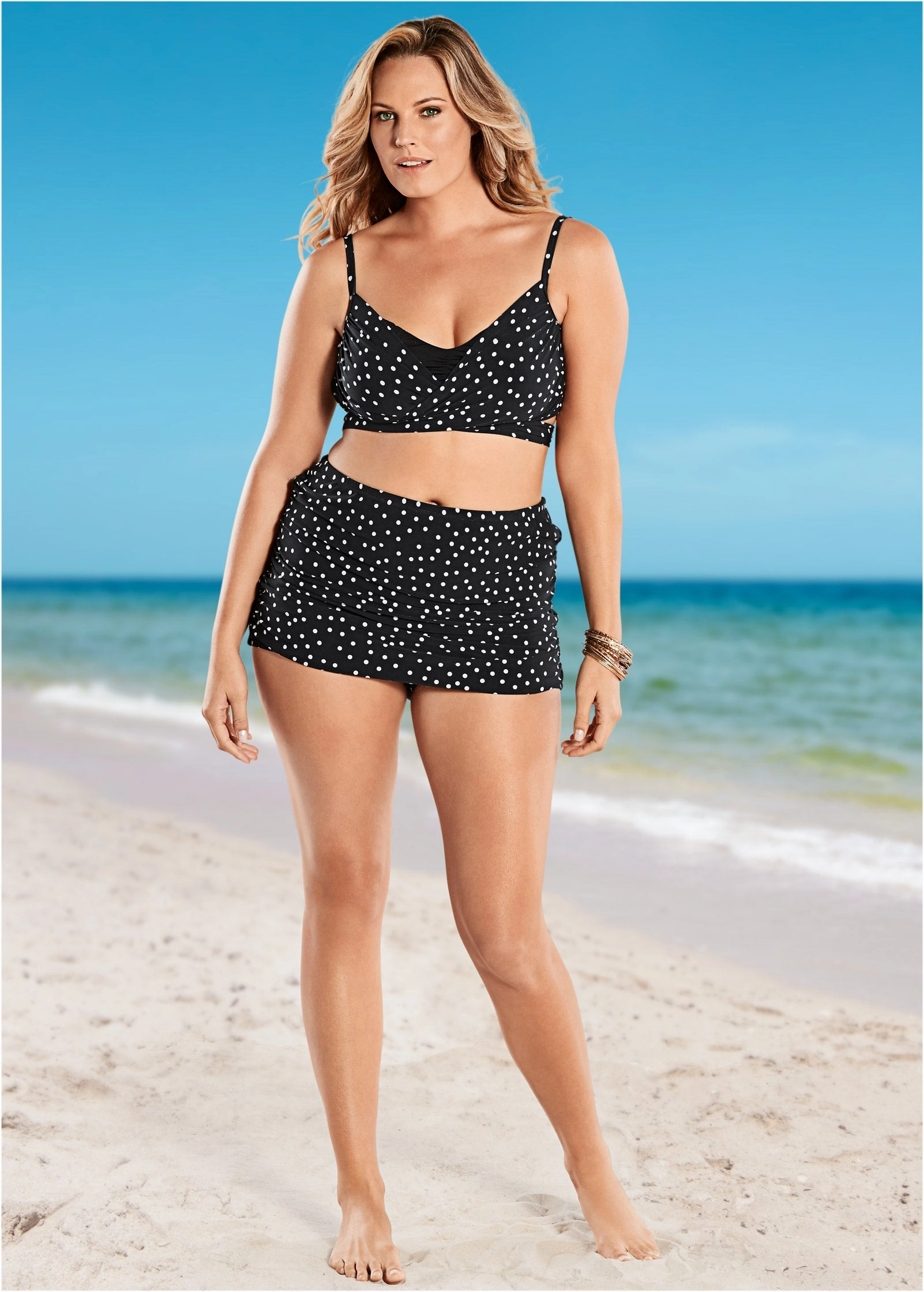 Criss Cross Wrap Top - Black Vintage Dot