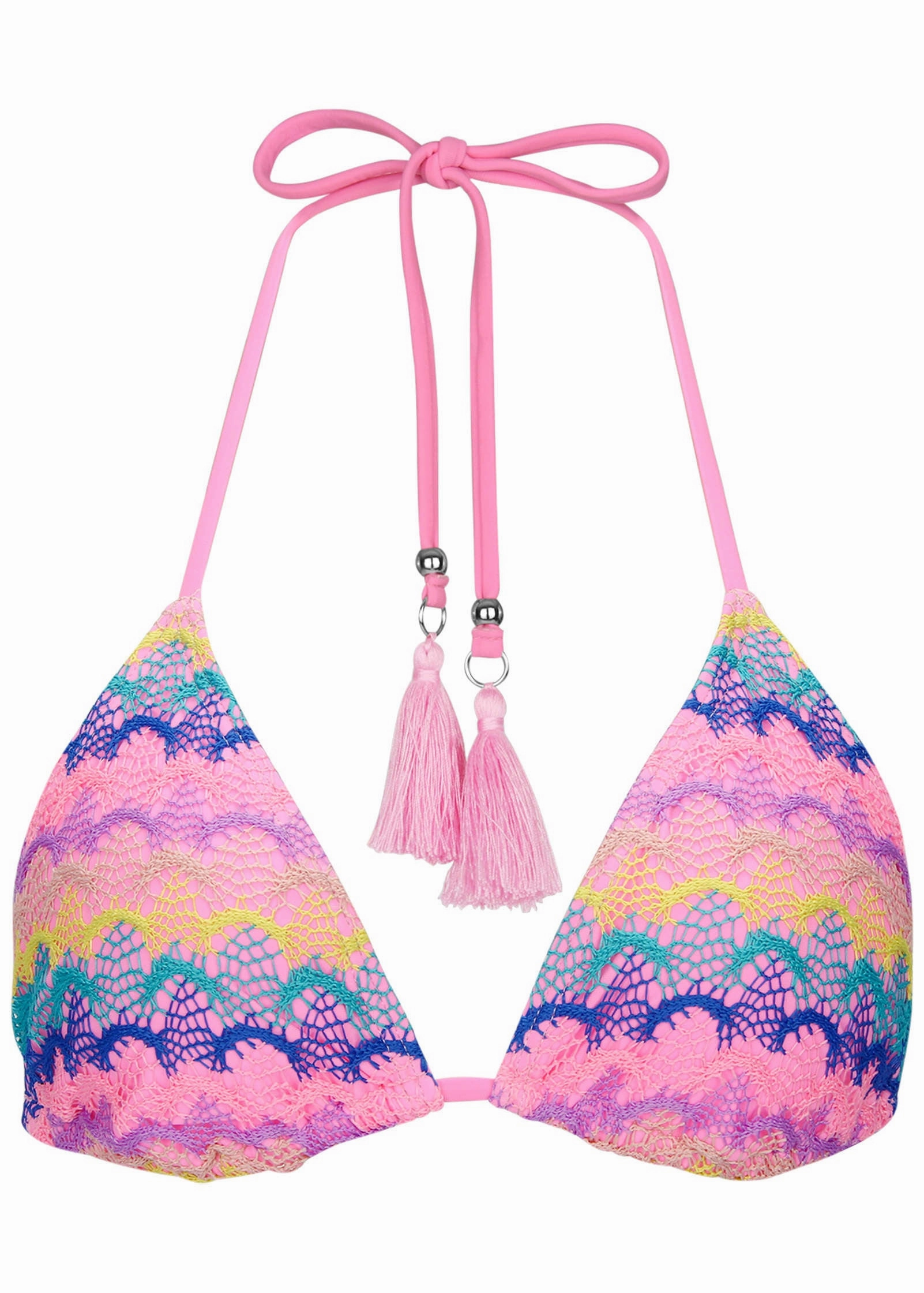 Crochet Bahamas Triangle Top - Pink Multi