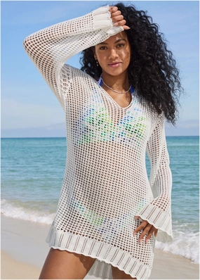 Crochet Cover-Up Dress - White
