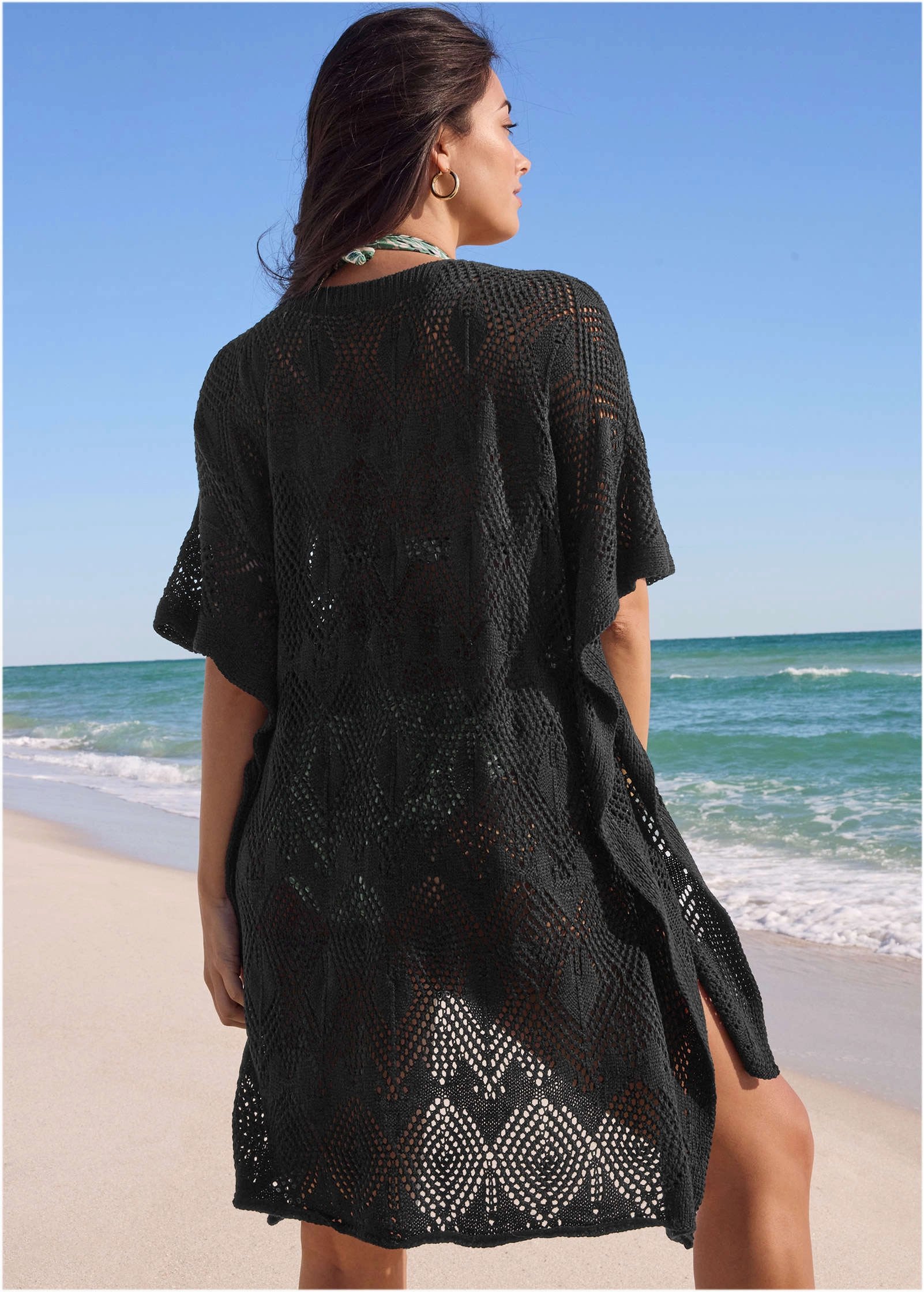 Crochet Cover-Up Tunic - Black