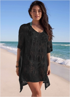 Crochet Cover-Up Tunic - Black