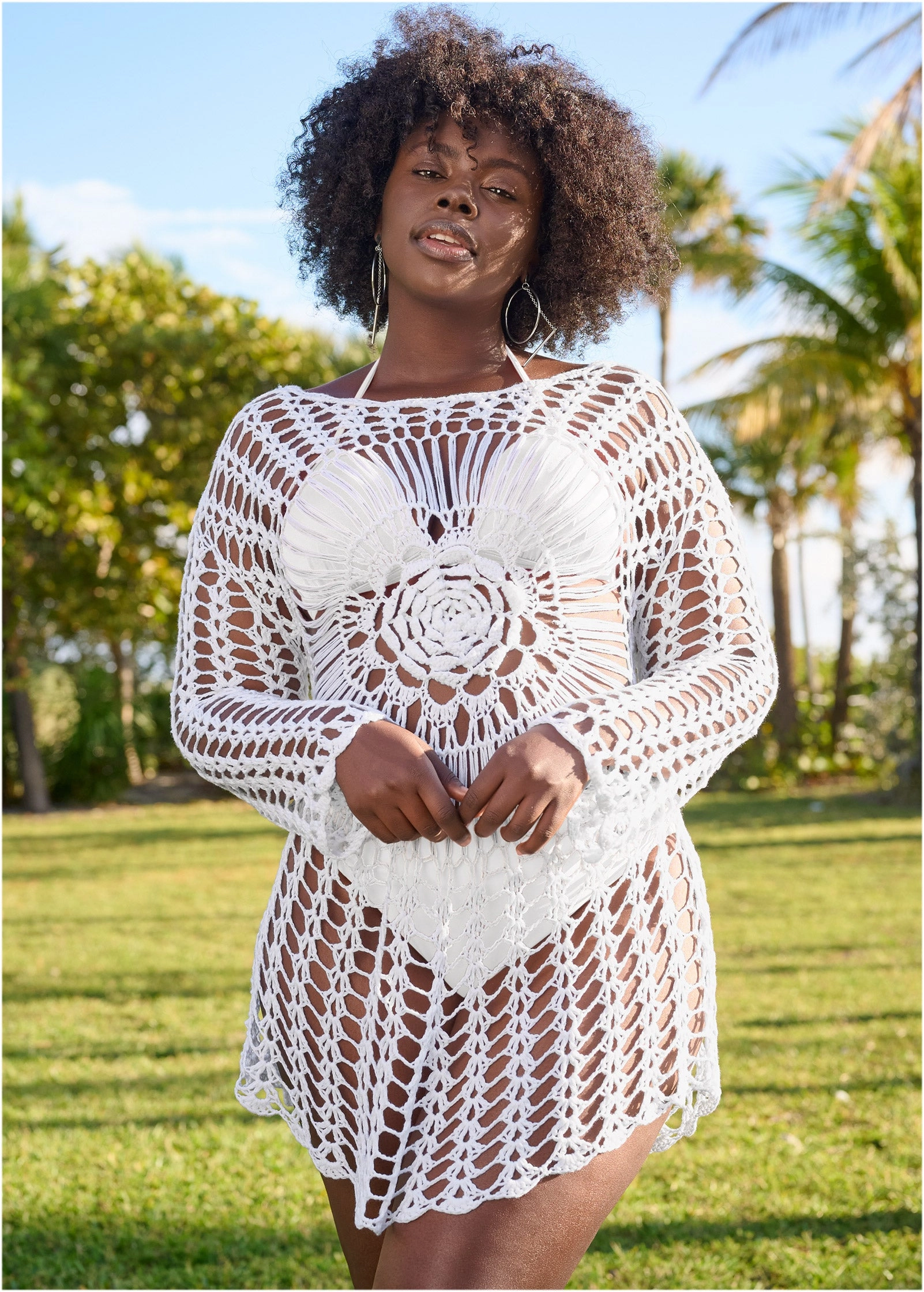 Crochet Detail Cover-Up - White