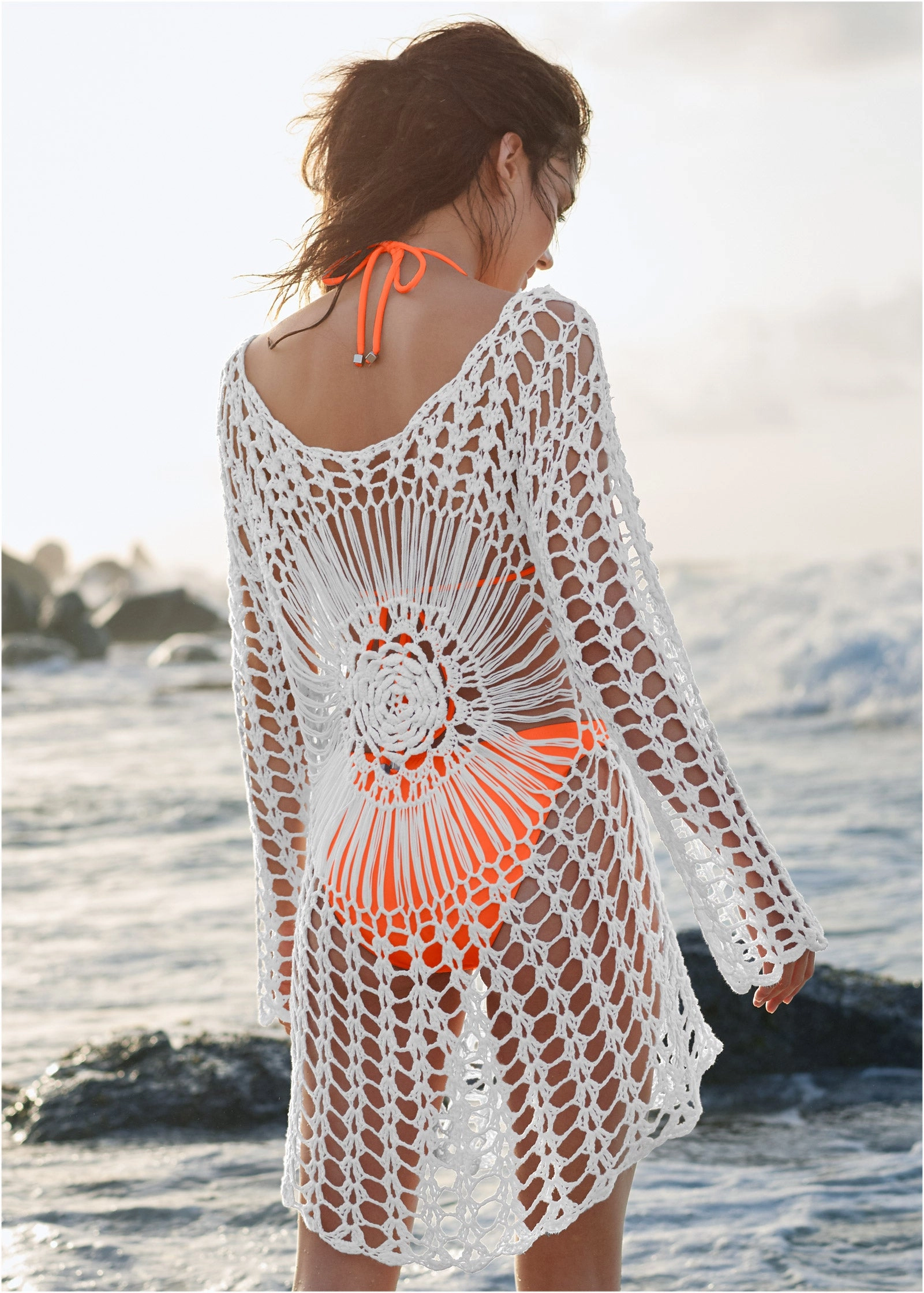 Crochet Detail Cover-Up - White