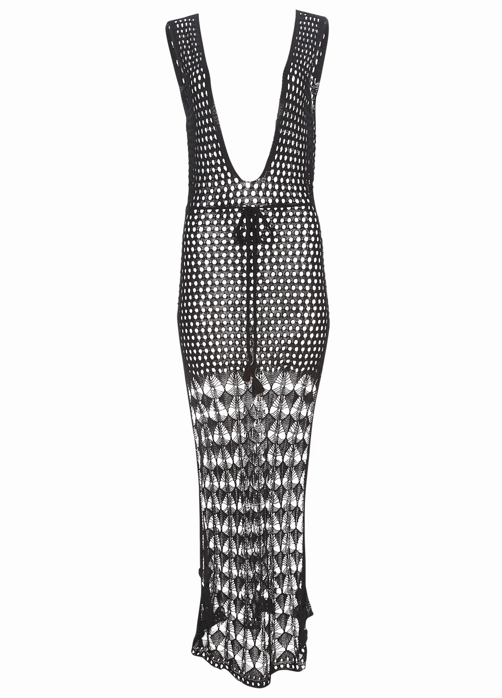Crochet Maxi Cover-Up Dress - Black