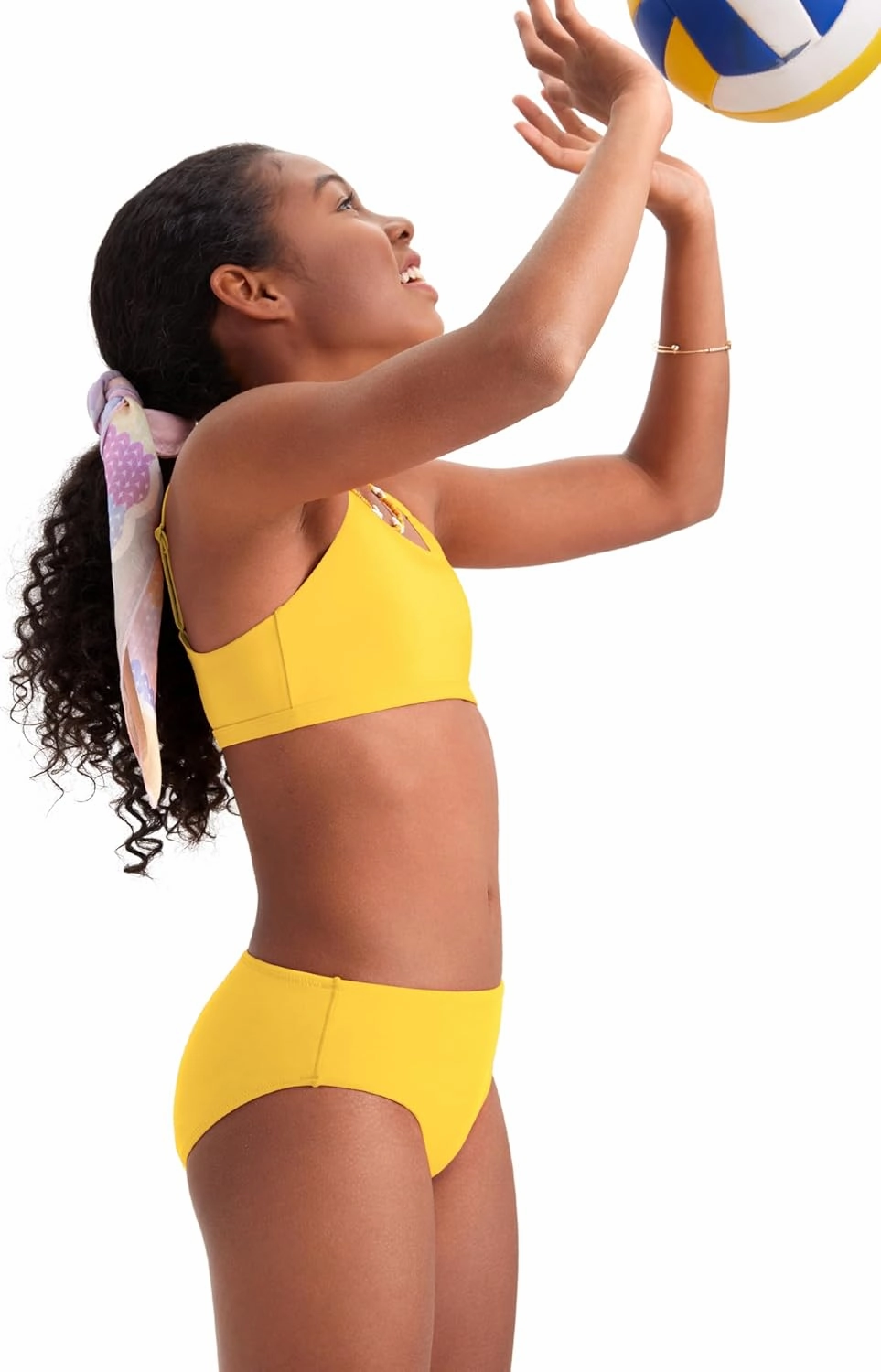 CRZ YOGA Girls Swimsuit 2 Piece Bikini Set - Scoop Neck Adjustable Straps Padded Tops and Bottoms Beach Sports Bathing Suit