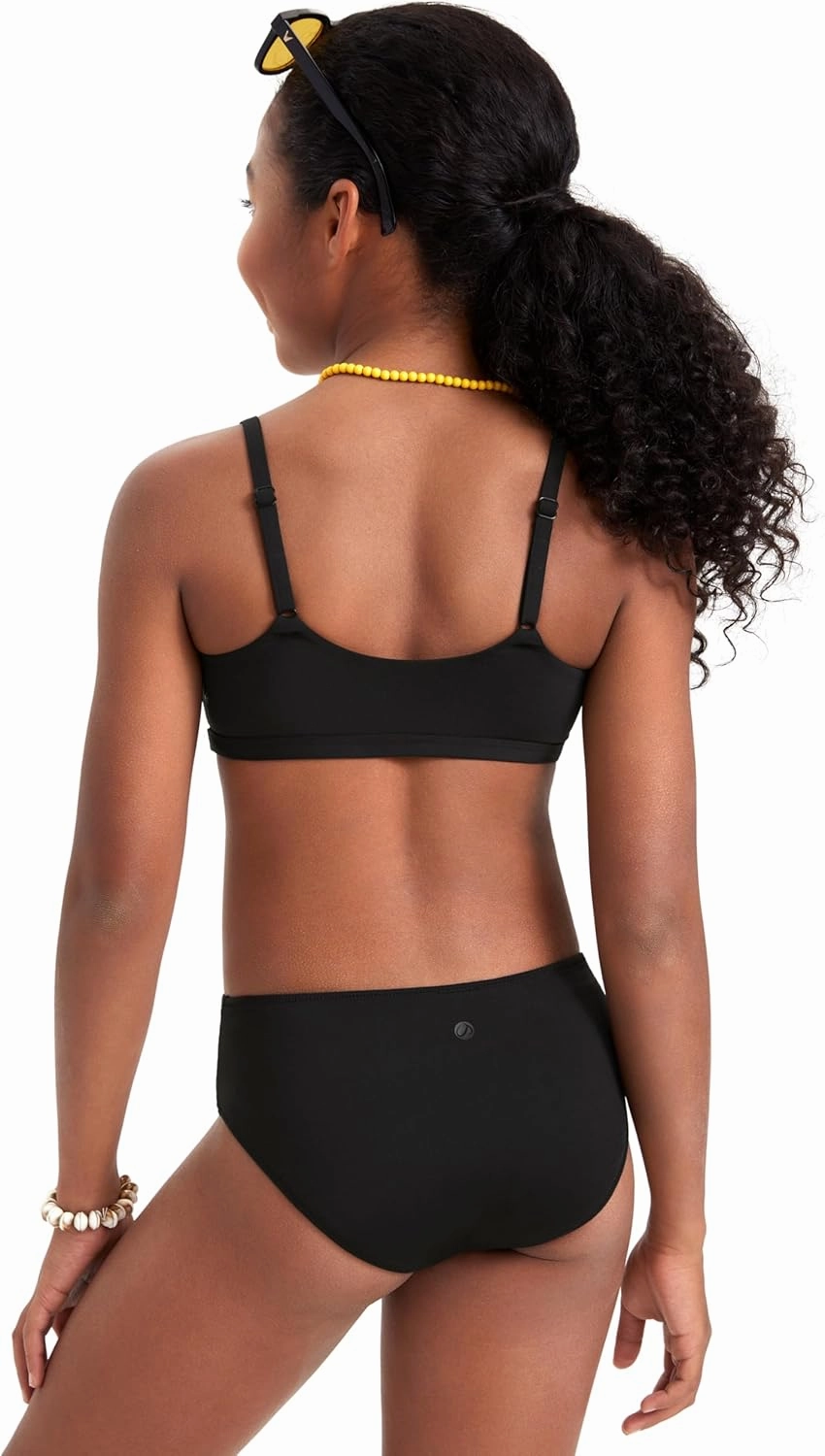 CRZ YOGA Girls Swimsuit 2 Piece Bikini Set - Scoop Neck Adjustable Straps Padded Tops and Bottoms Beach Sports Bathing Suit