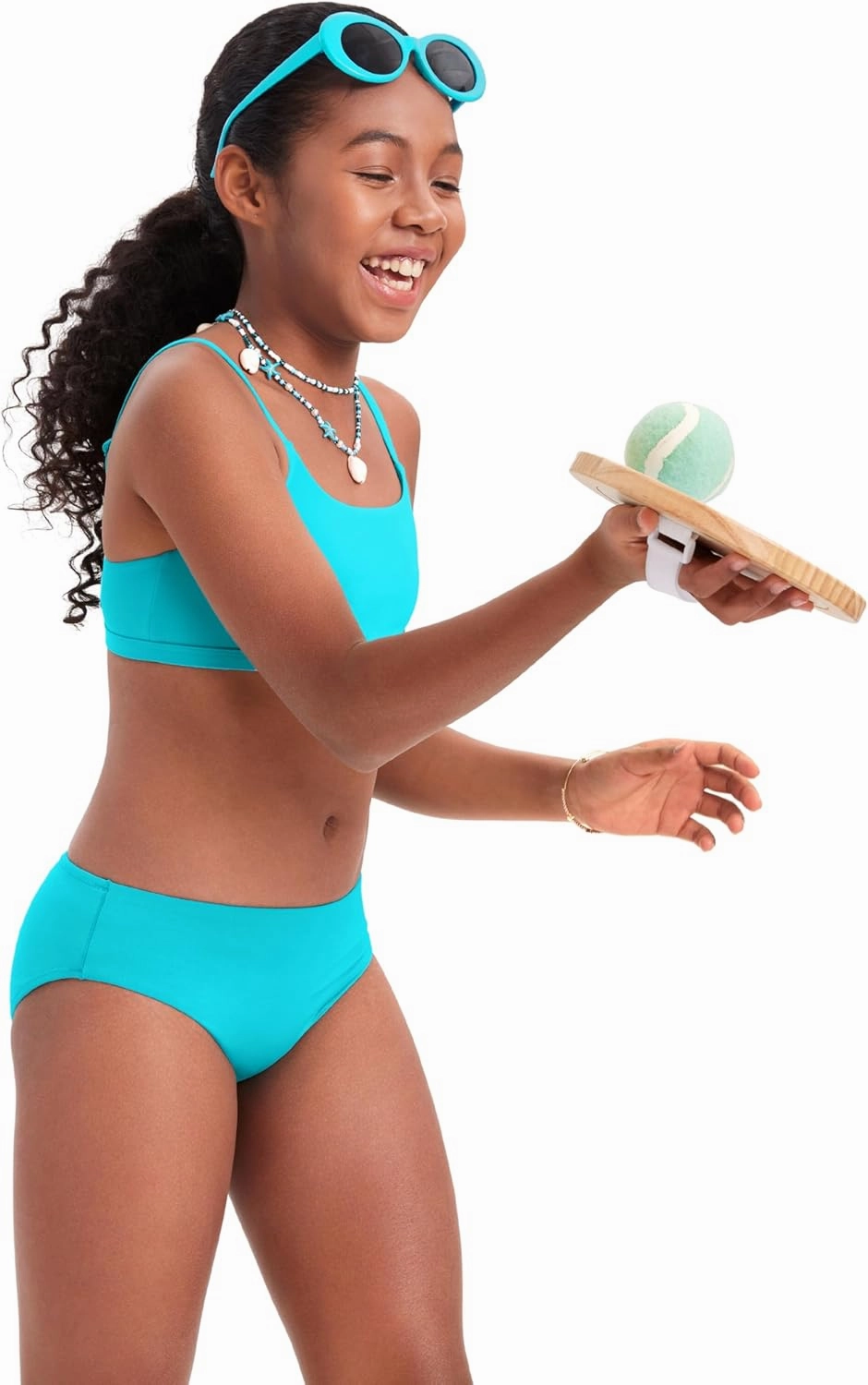 CRZ YOGA Girls Swimsuit 2 Piece Bikini Set - Scoop Neck Adjustable Straps Padded Tops and Bottoms Beach Sports Bathing Suit